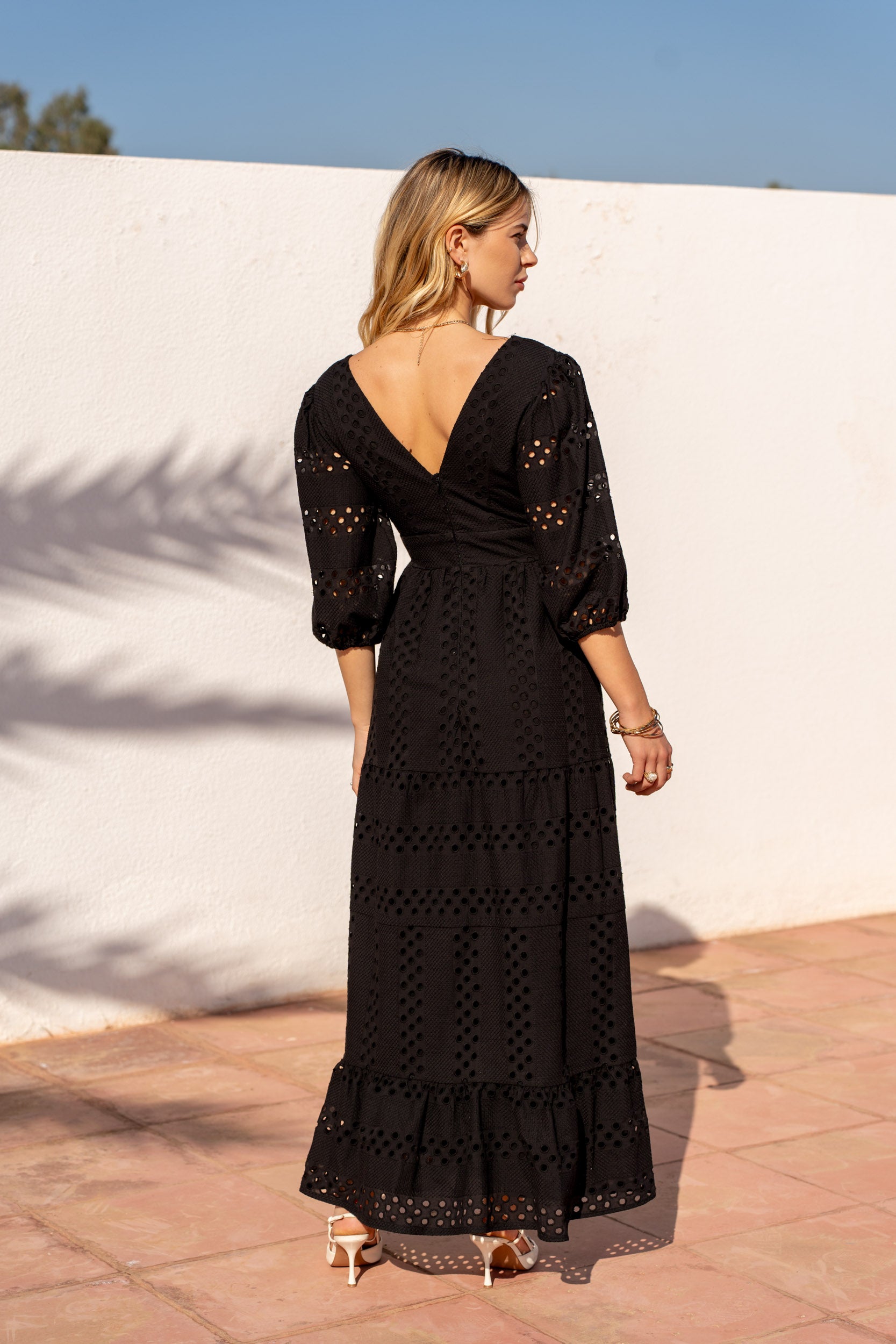 Robe longue Taylor en coton ajouré