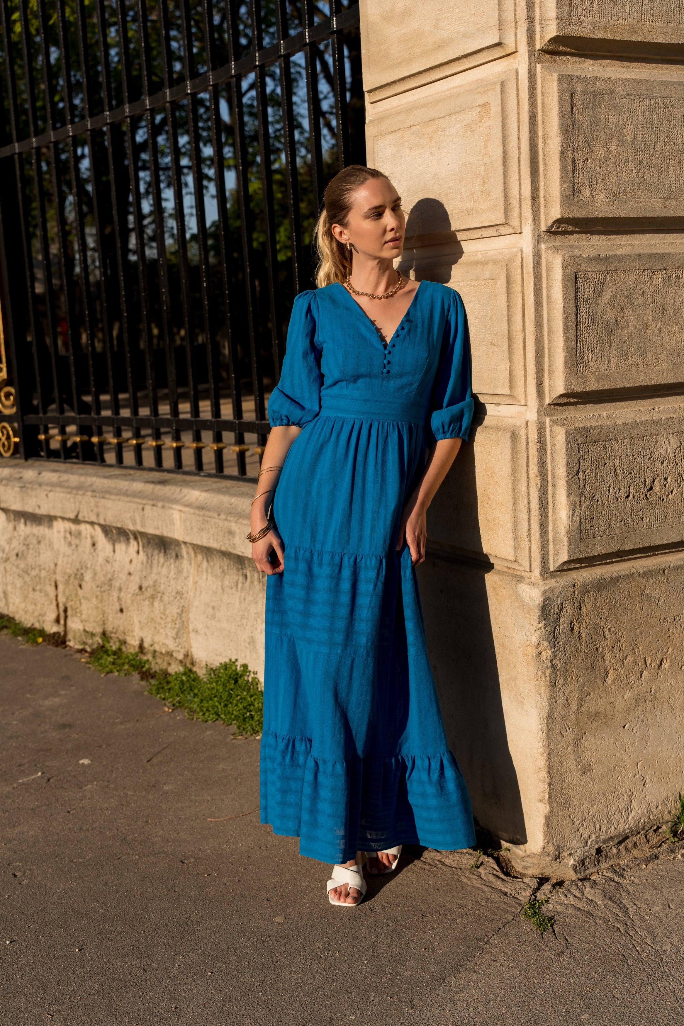 Robe longue Taylor en coton ajouré