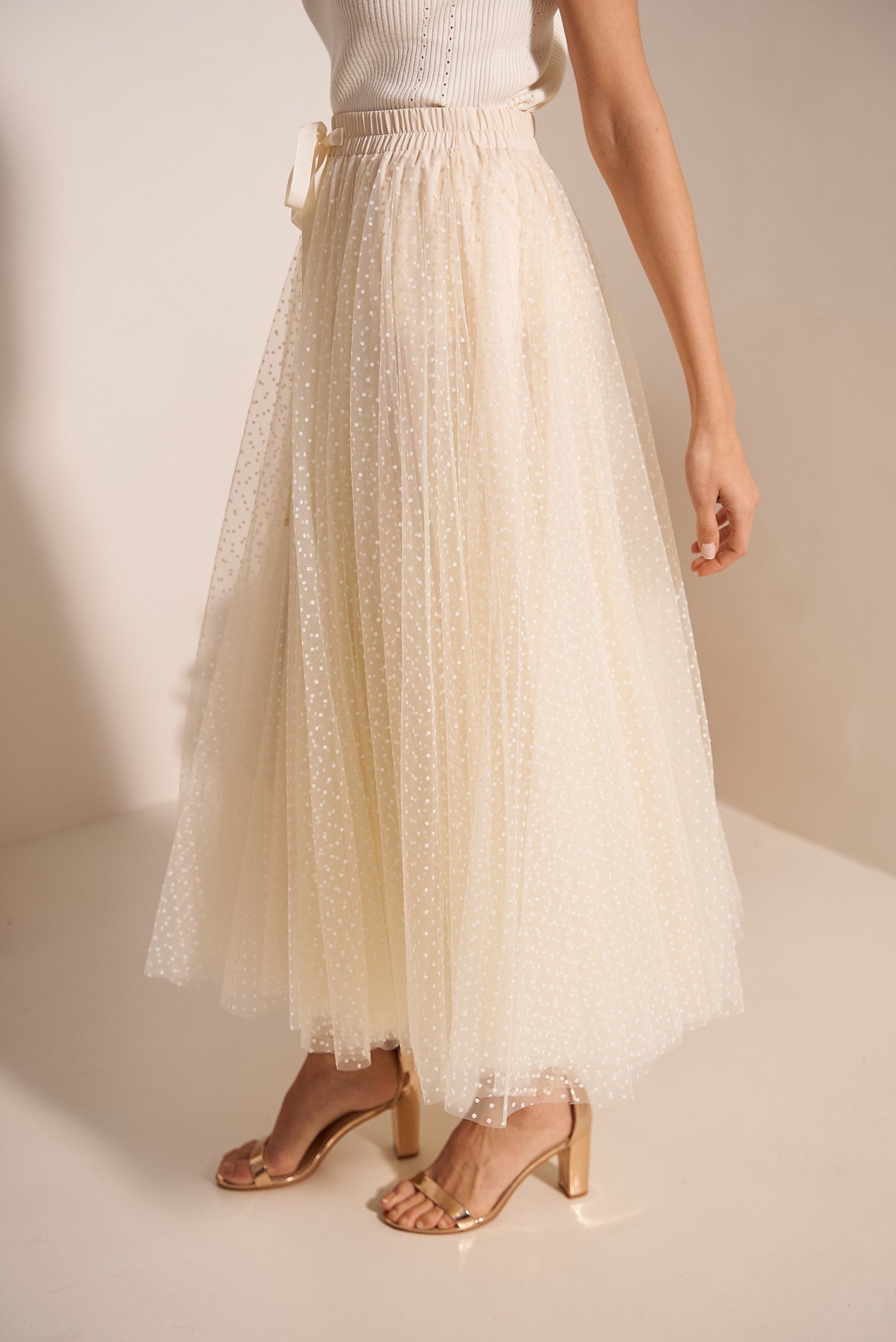 Jupe Aria en tulle plumetis à pois