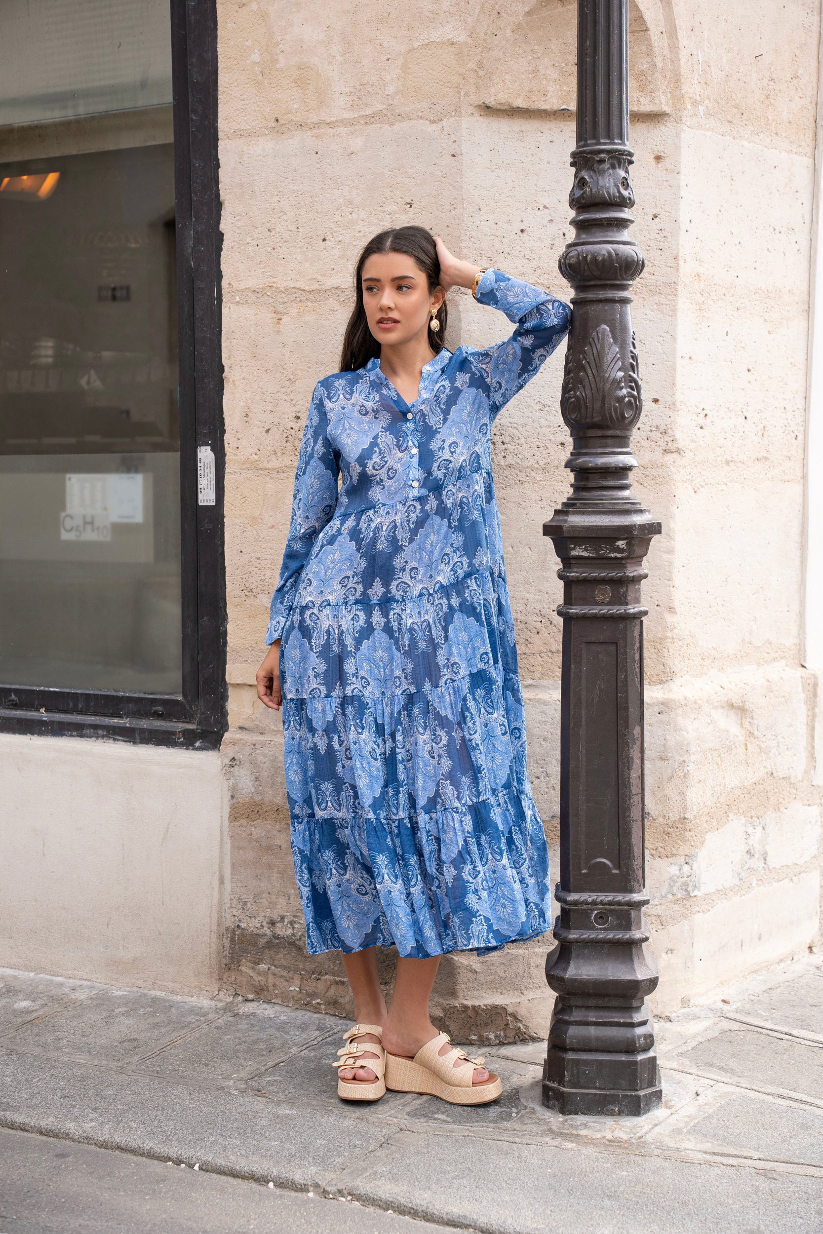 Robe longue imprimée fleurie Marbella