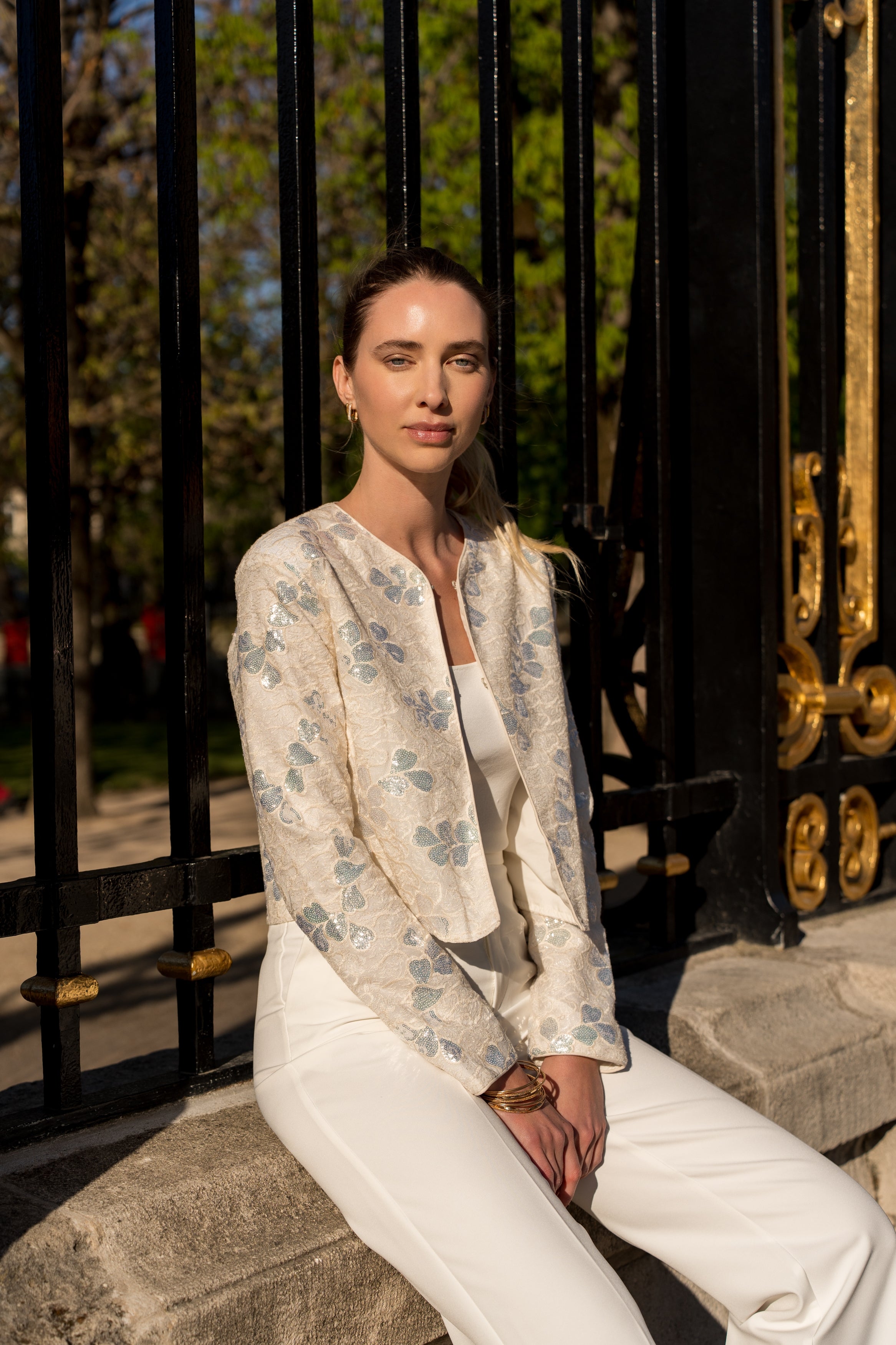 Veste sequins motifs floraux multicolores Océane