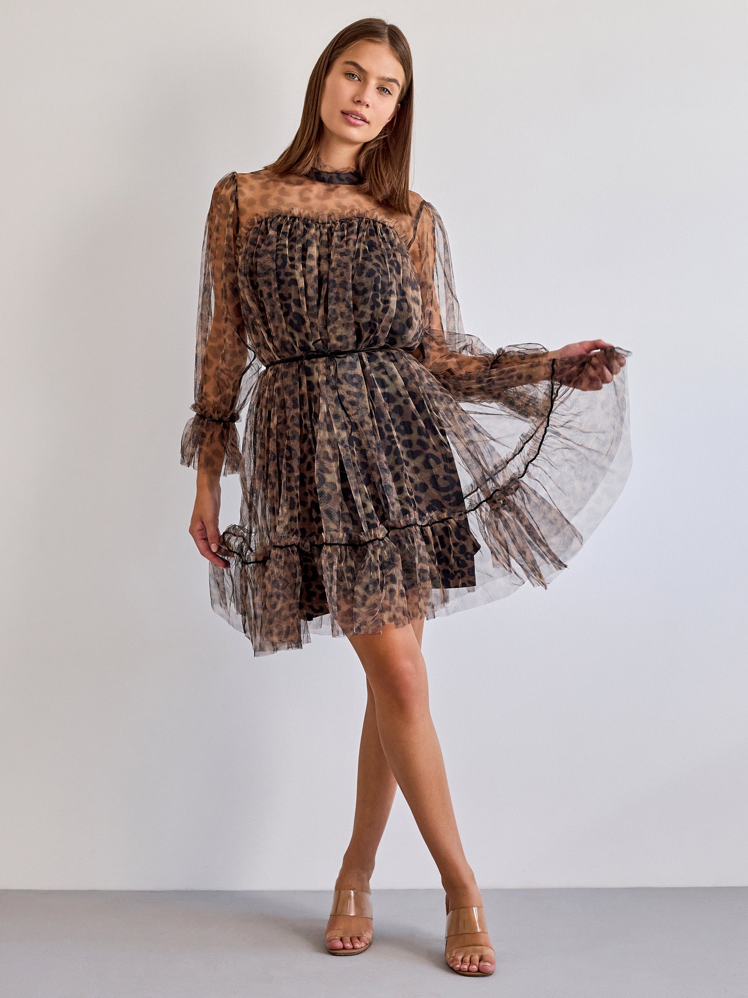 Iris Dress in Leopard Tulle