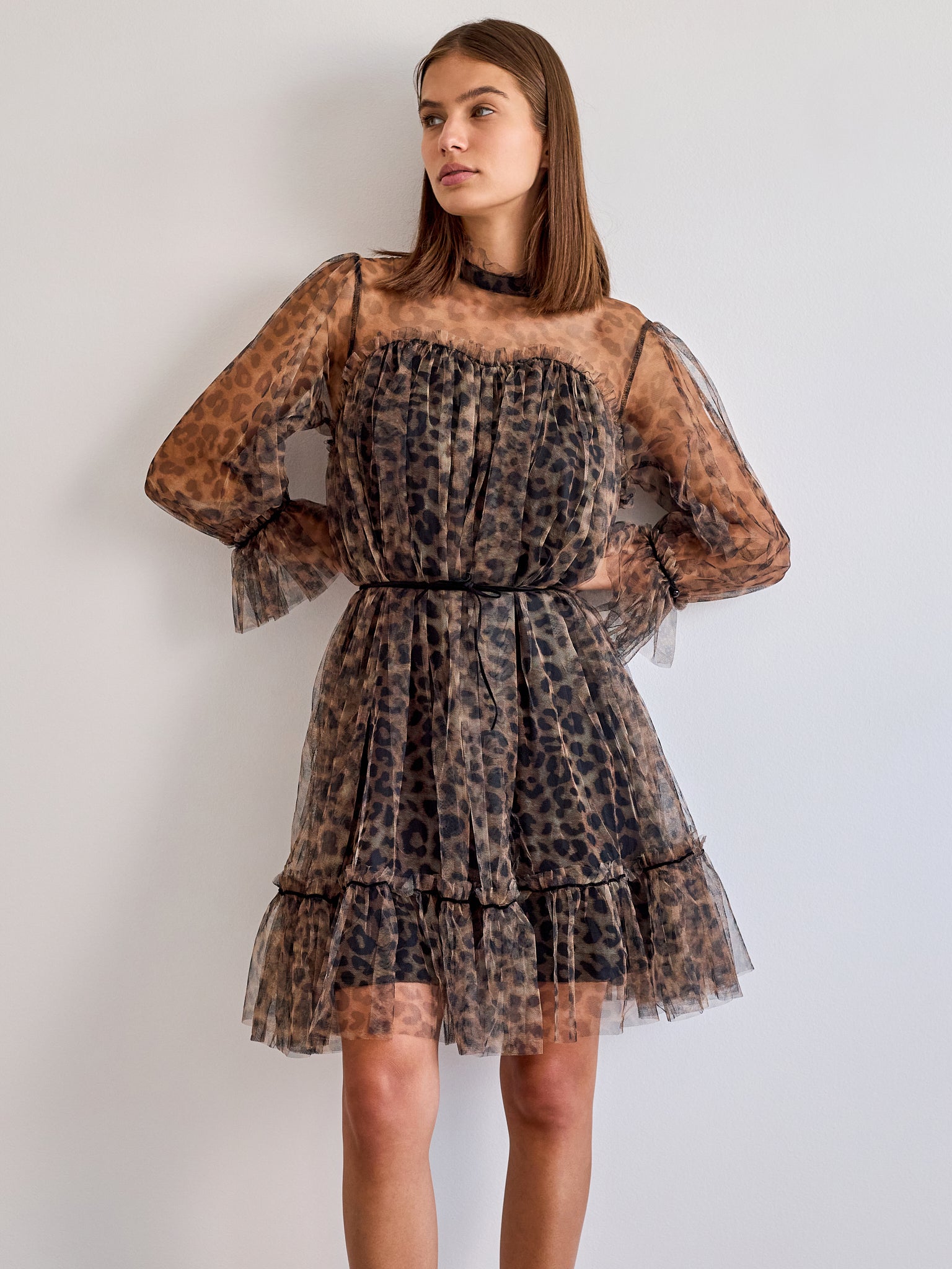 Iris Dress in Leopard Tulle