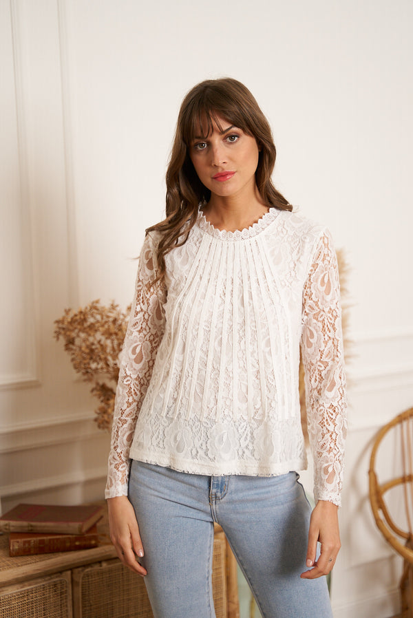 Tiffany lace blouse with borders