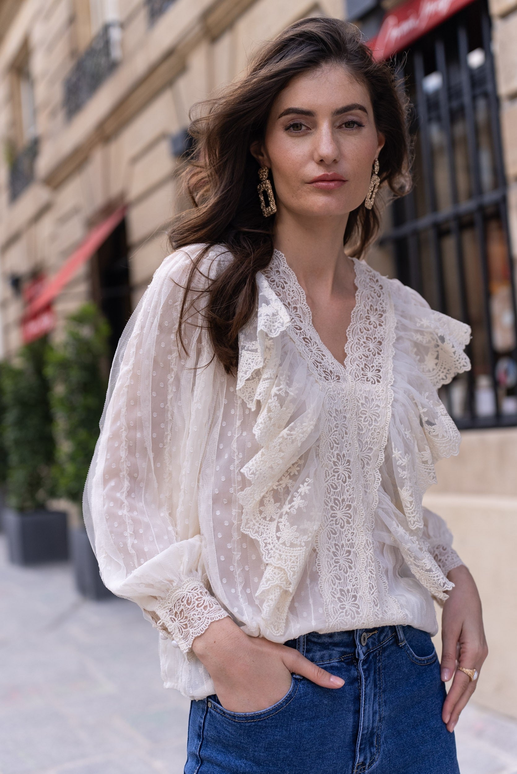 Ariane turtleneck lace blouse 