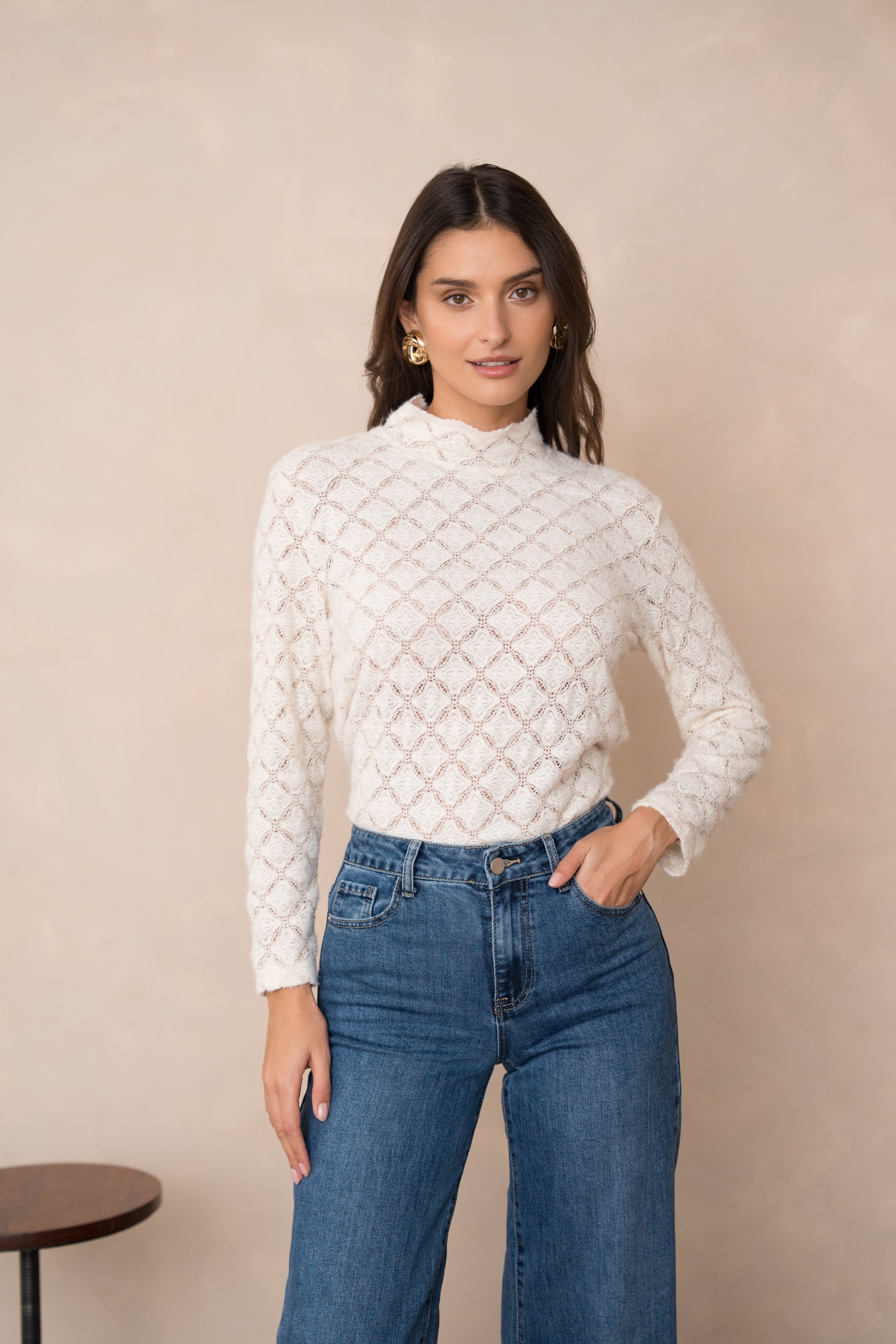 Blouse en maille ajourée