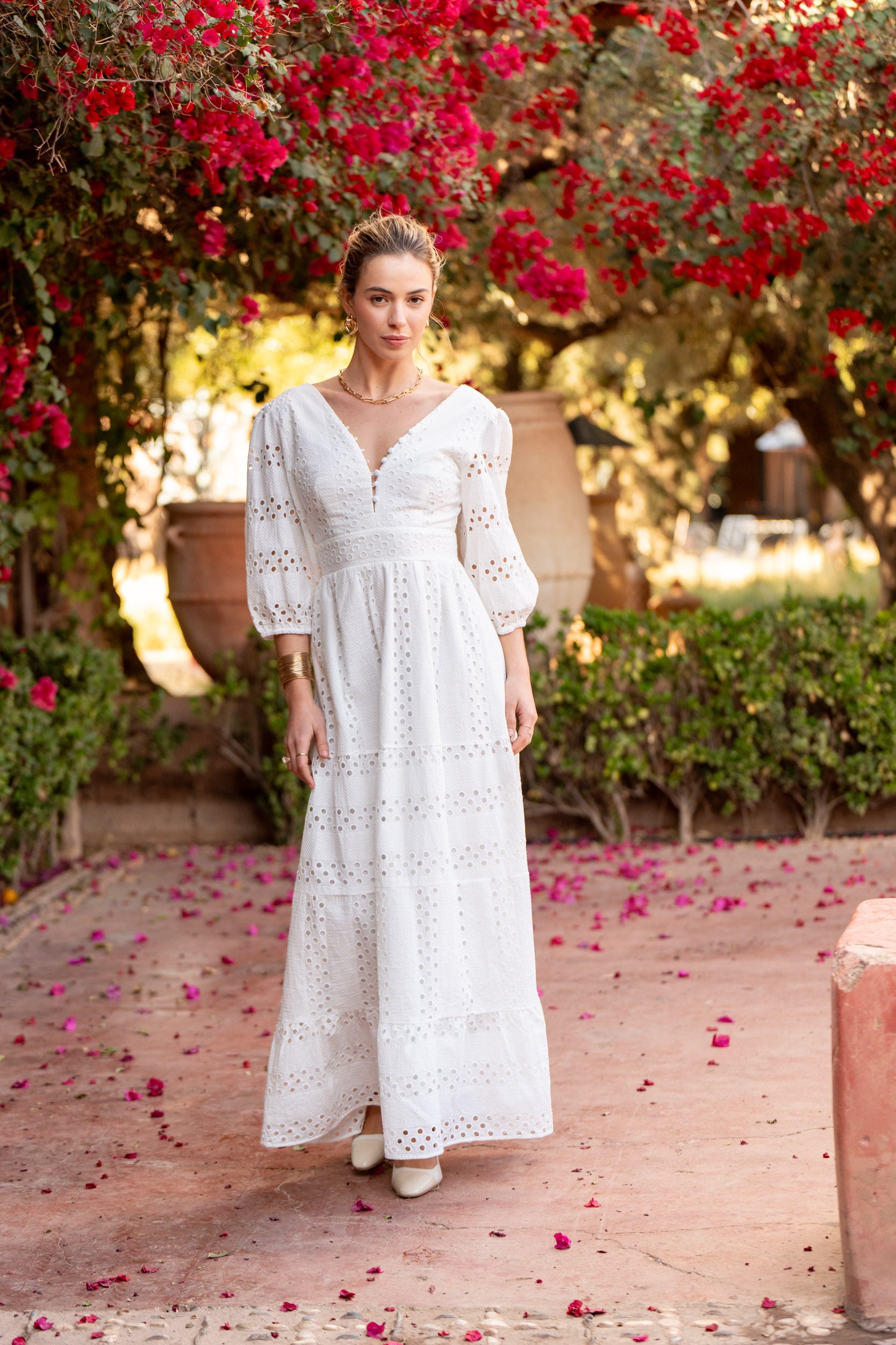Robe longue Taylor en coton ajouré