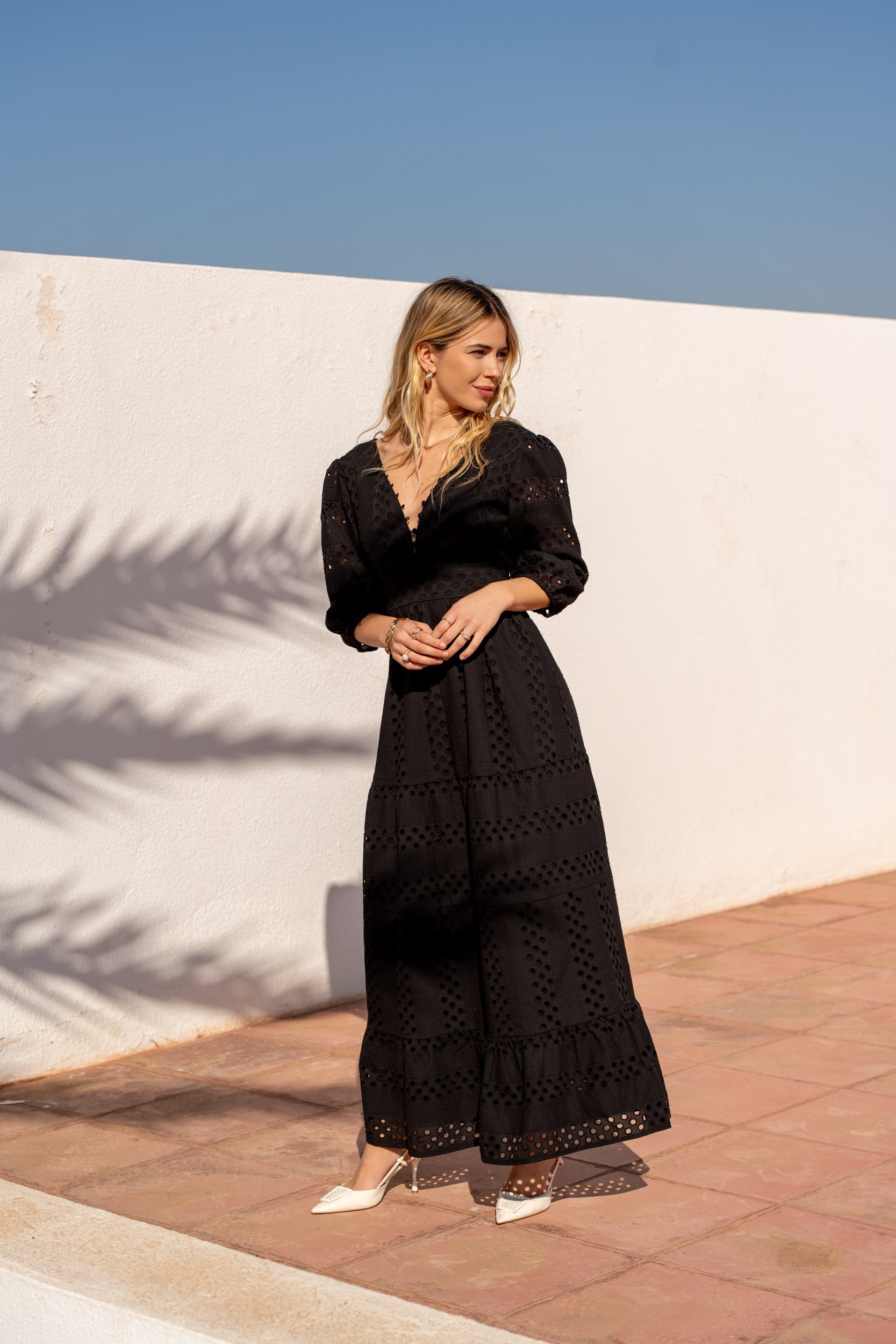 Robe longue Taylor en coton ajouré