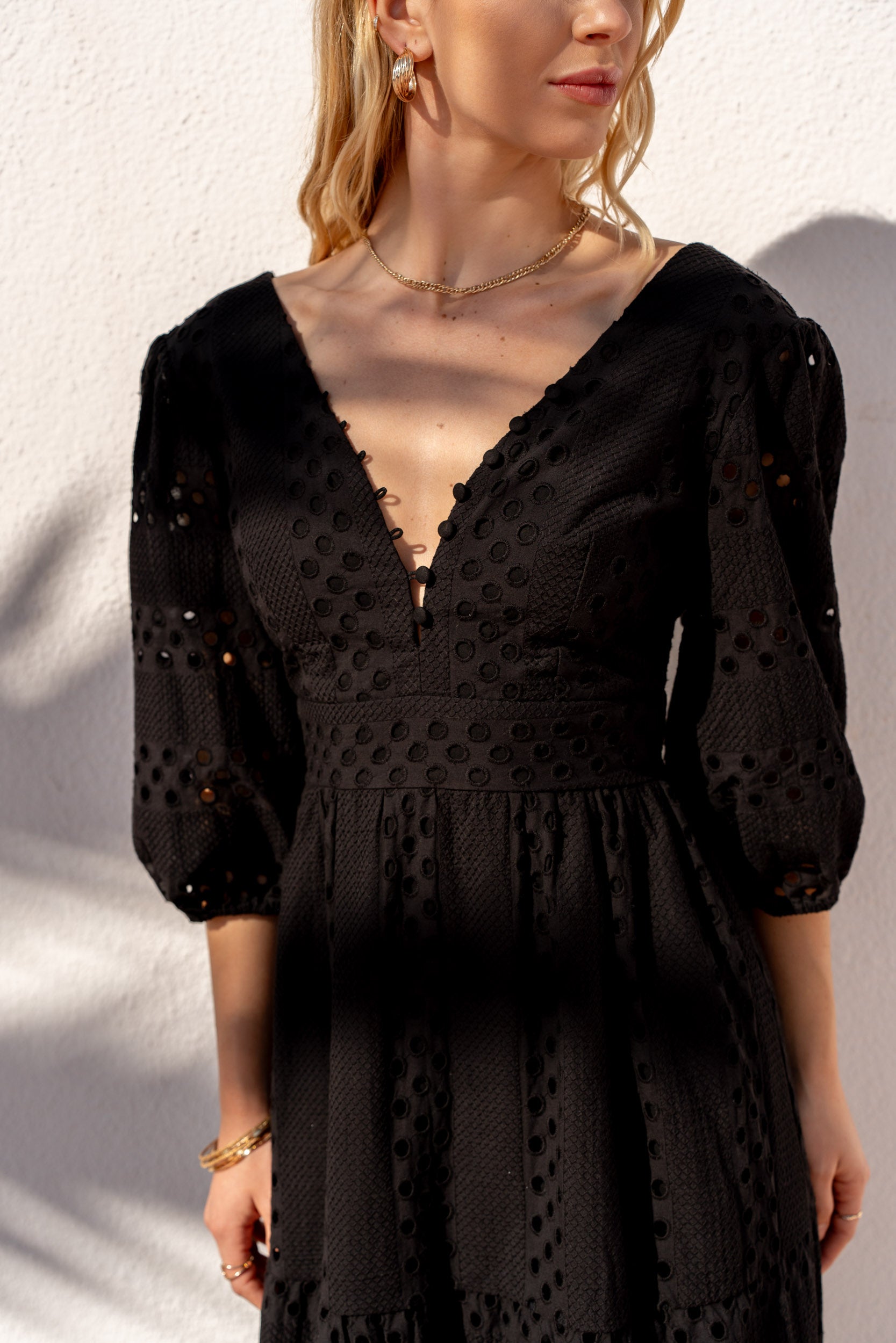 Robe longue Taylor en coton ajouré