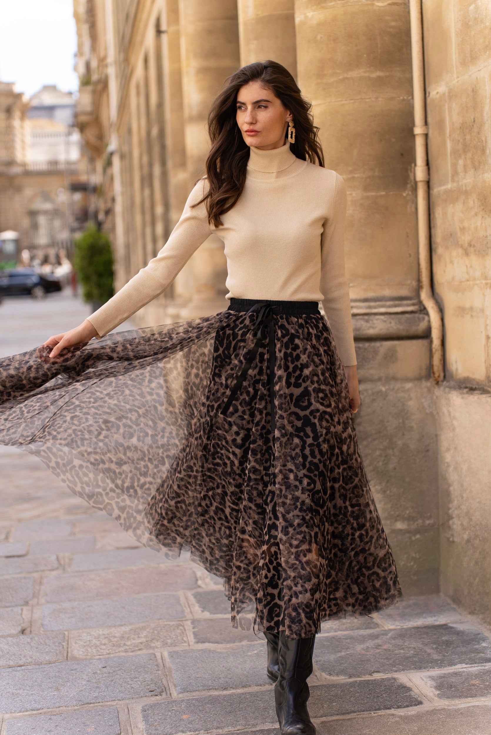 Aria large leopard tulle skirt