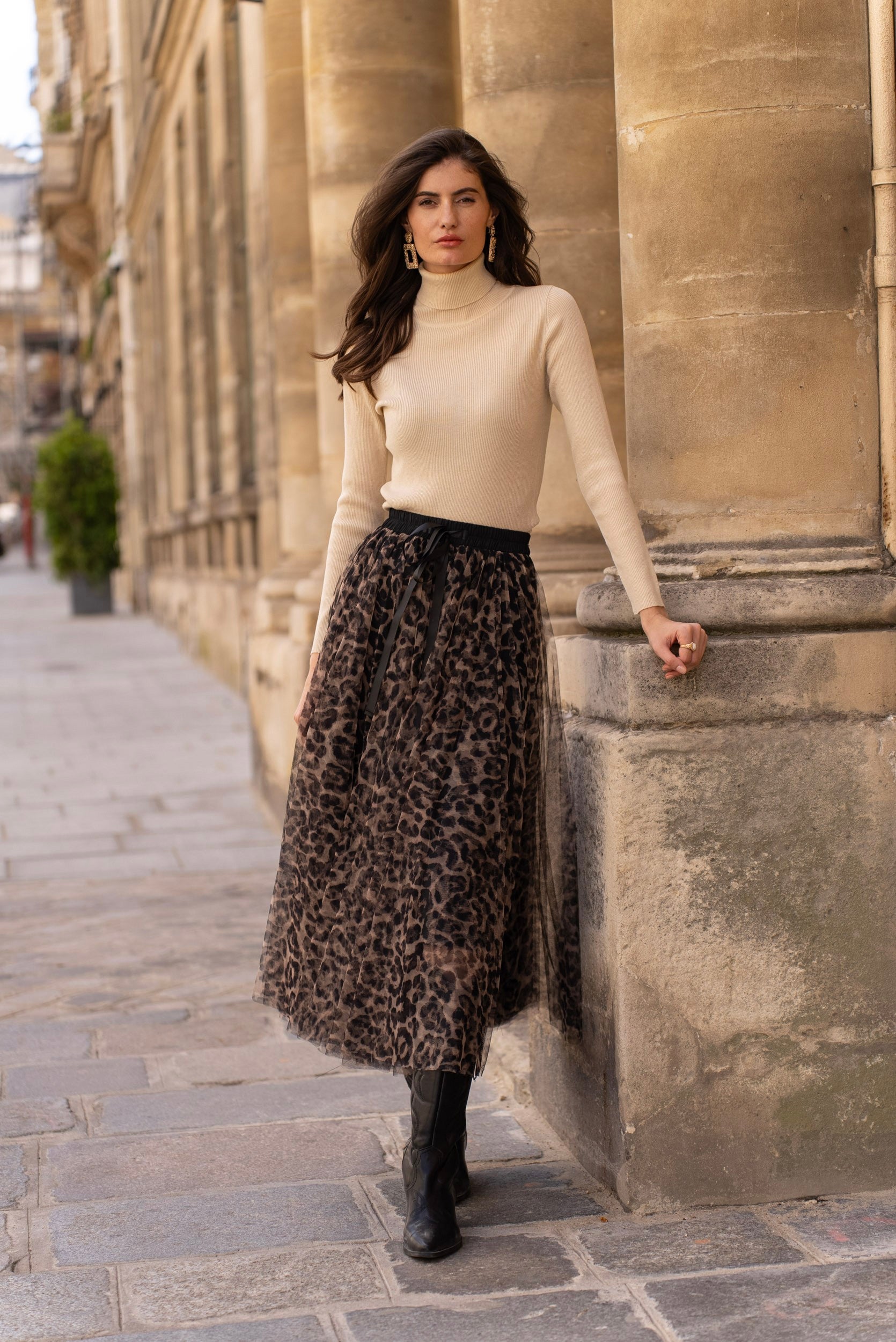 Aria large leopard tulle skirt