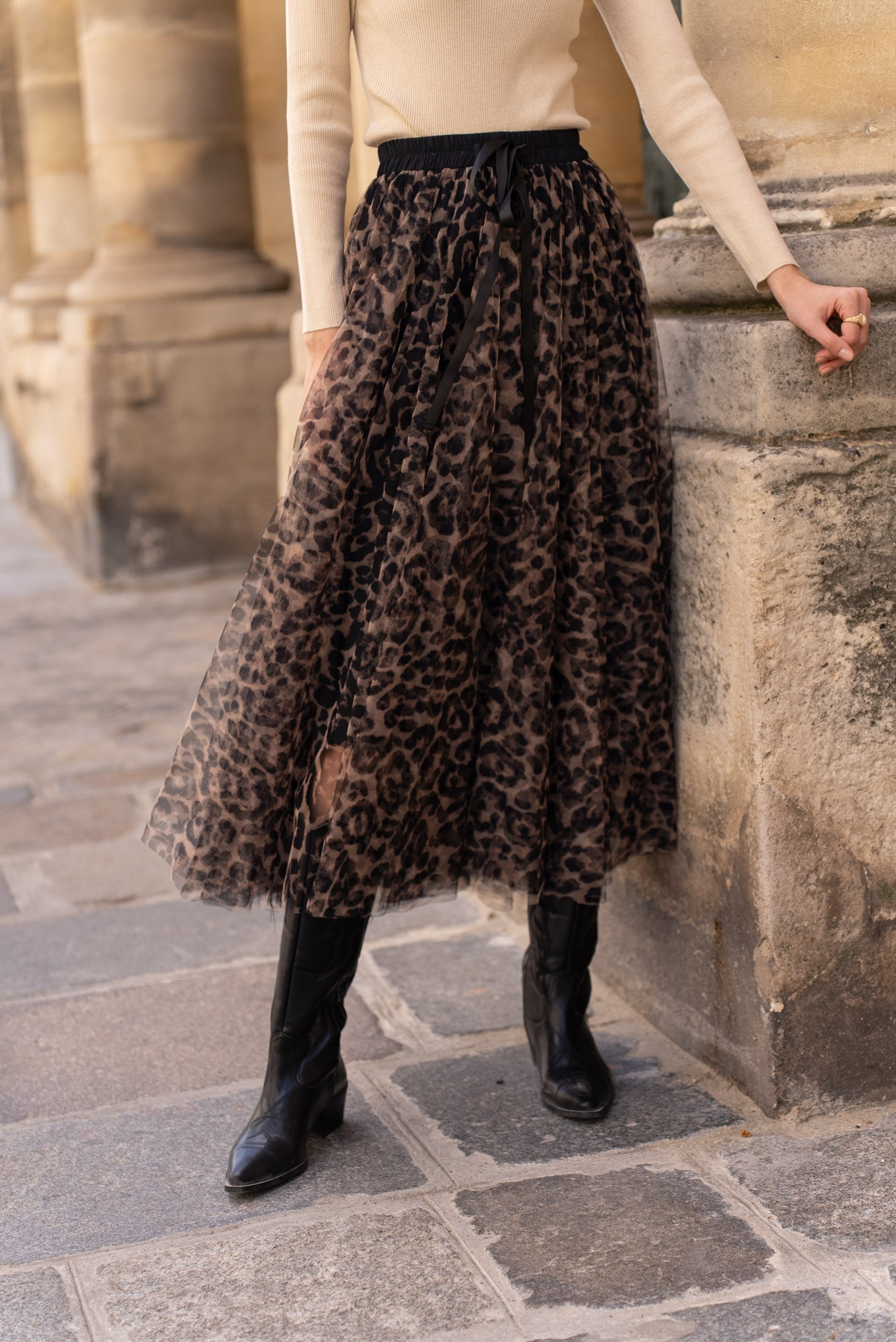 Aria large leopard tulle skirt