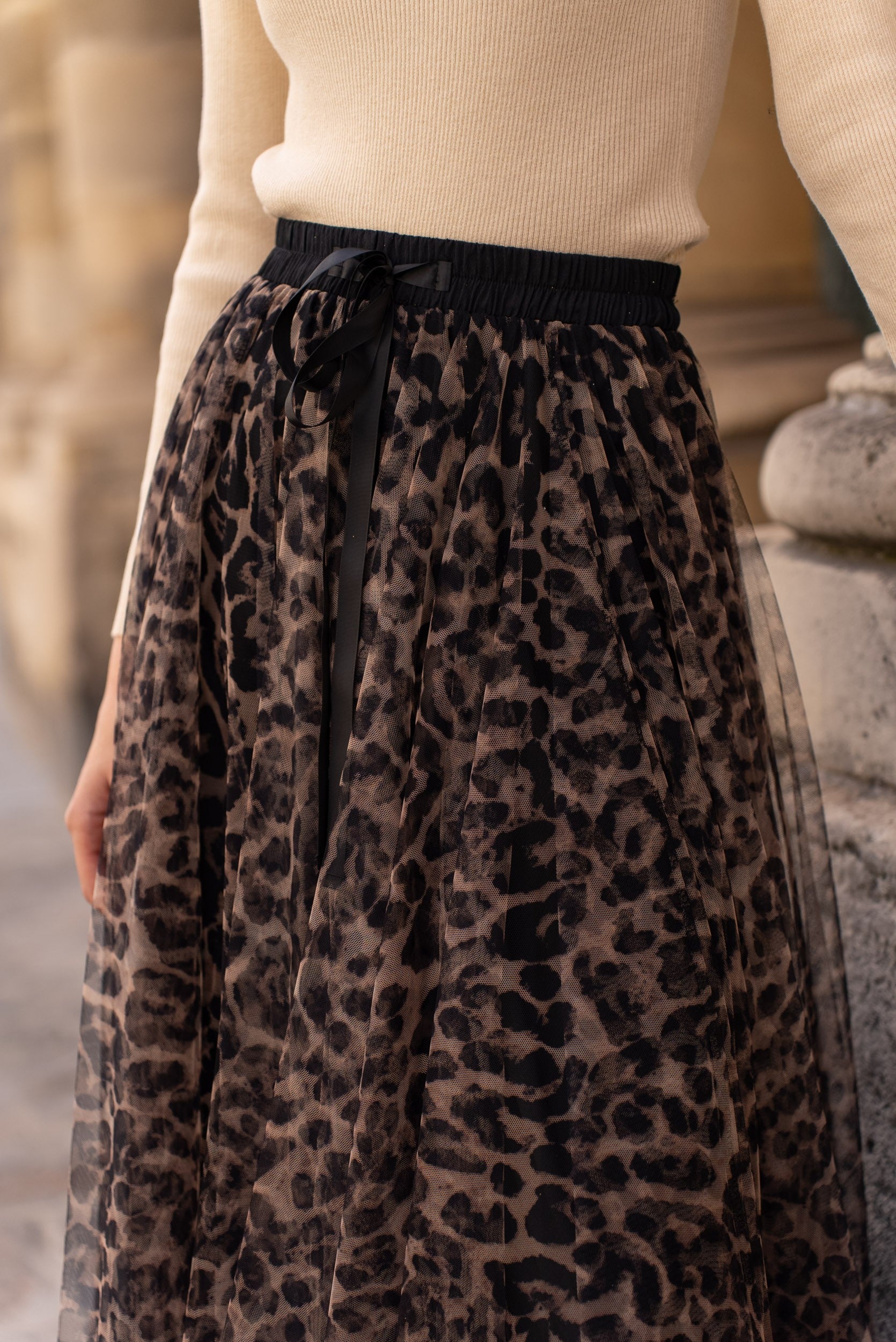 Aria large leopard tulle skirt