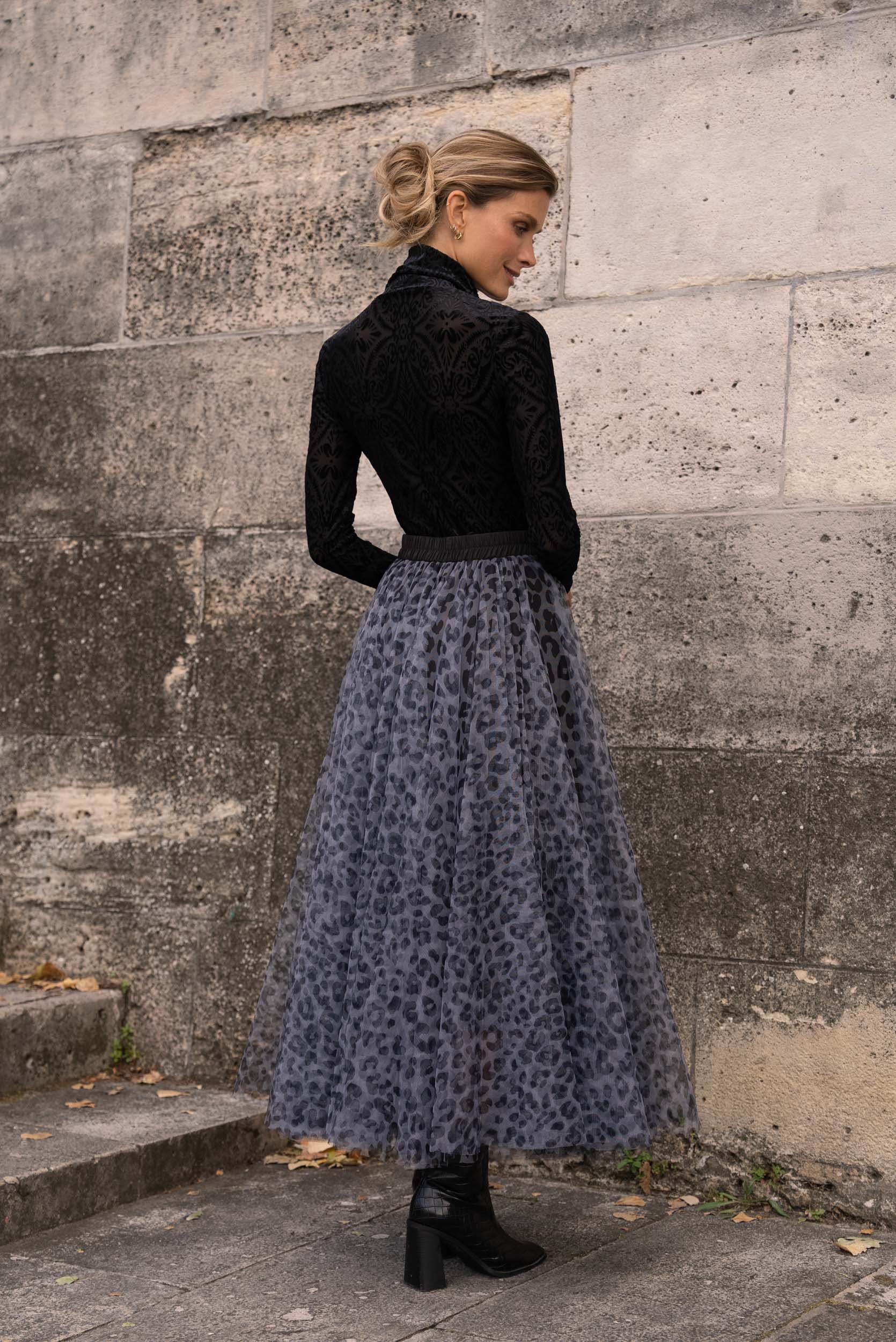 Aria large leopard tulle skirt
