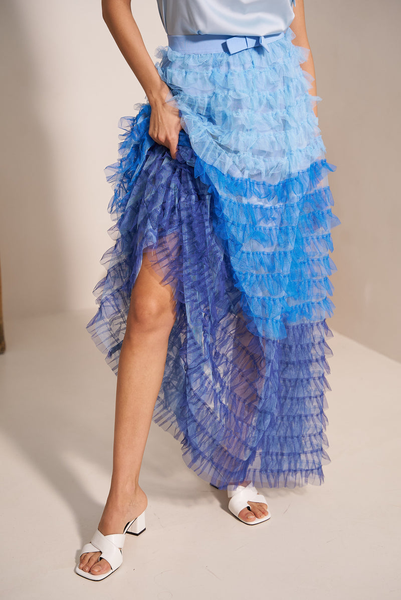Long tulle skirt with gathers and ruffles – Choklate Paris