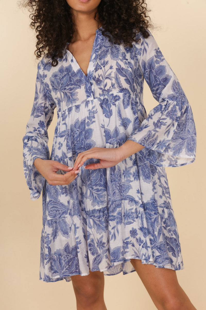 Robe Saint-Tropez imprimée en soie courte