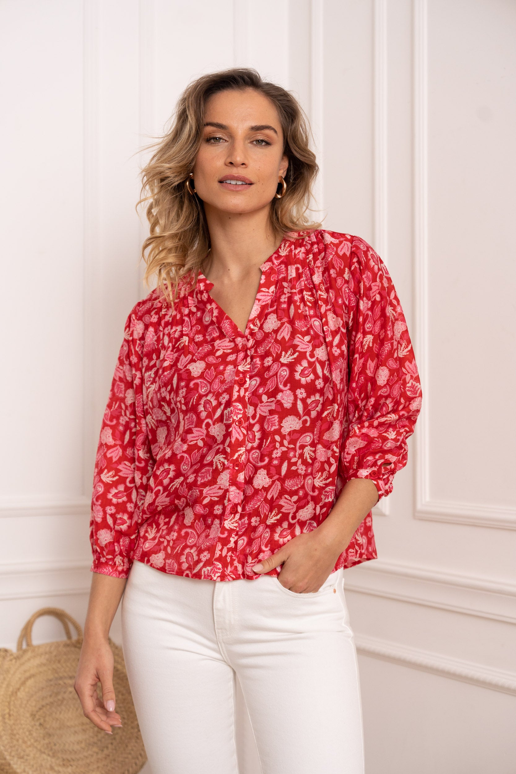 Eléna shirt in floral printed silk