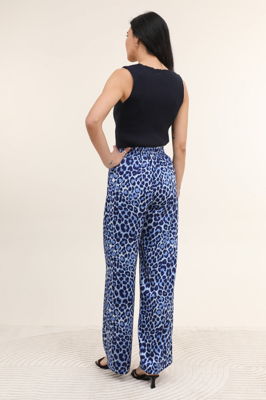 Pantalon palazzo imprimé léopard