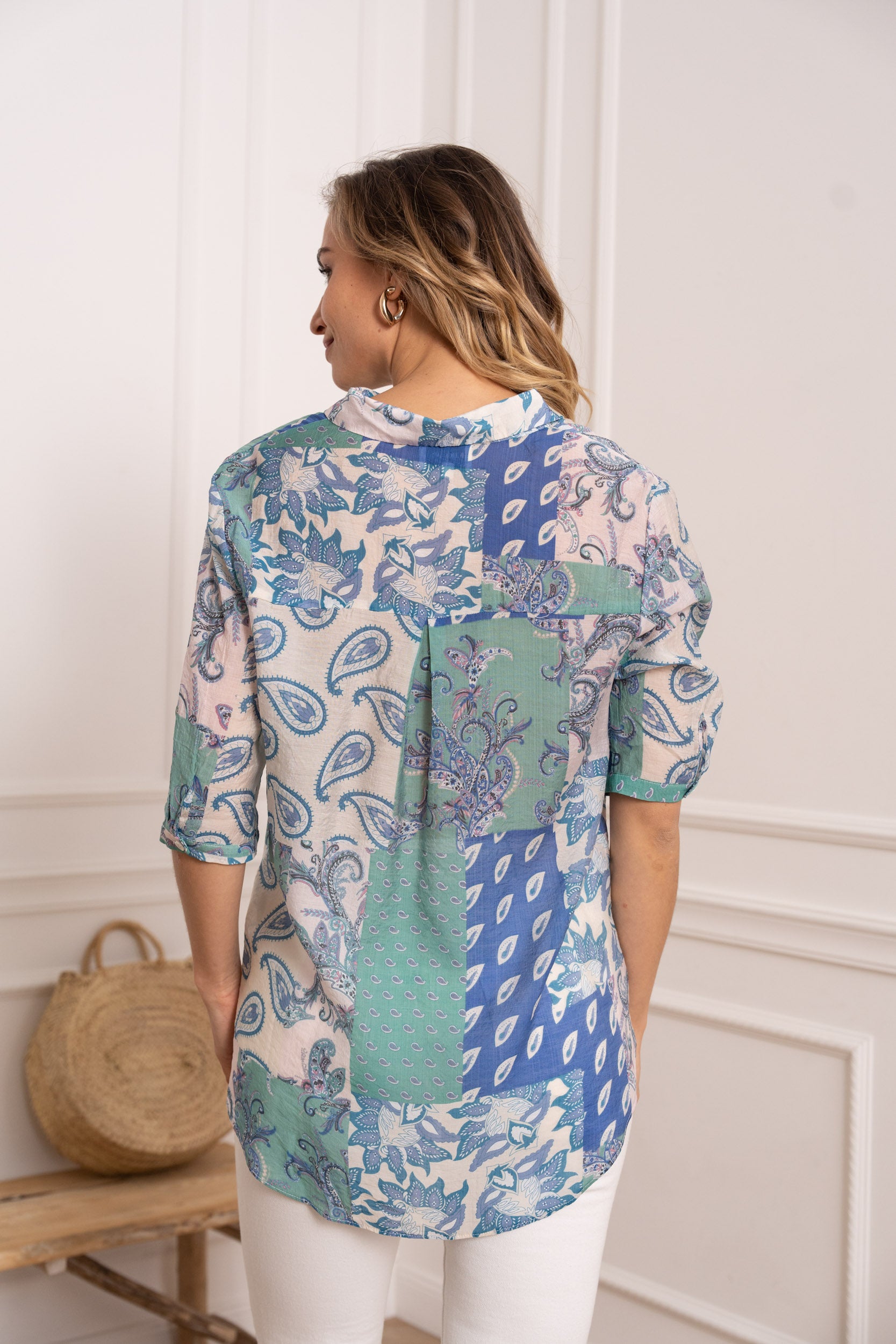 Eléna shirt in floral printed silk