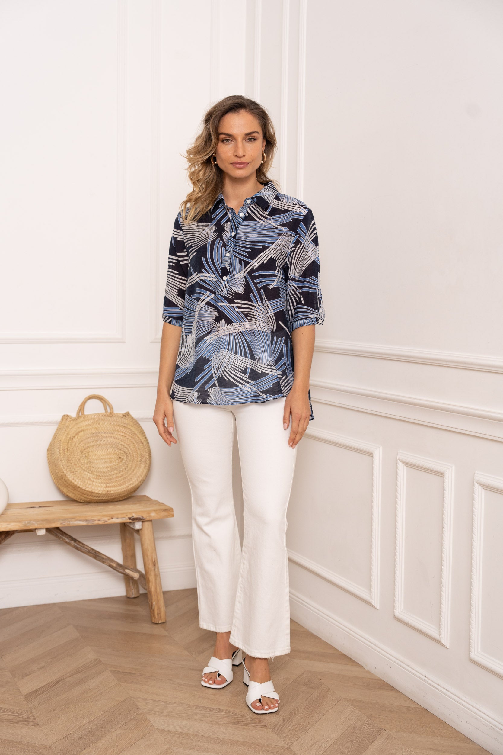 Eléna shirt in floral printed silk