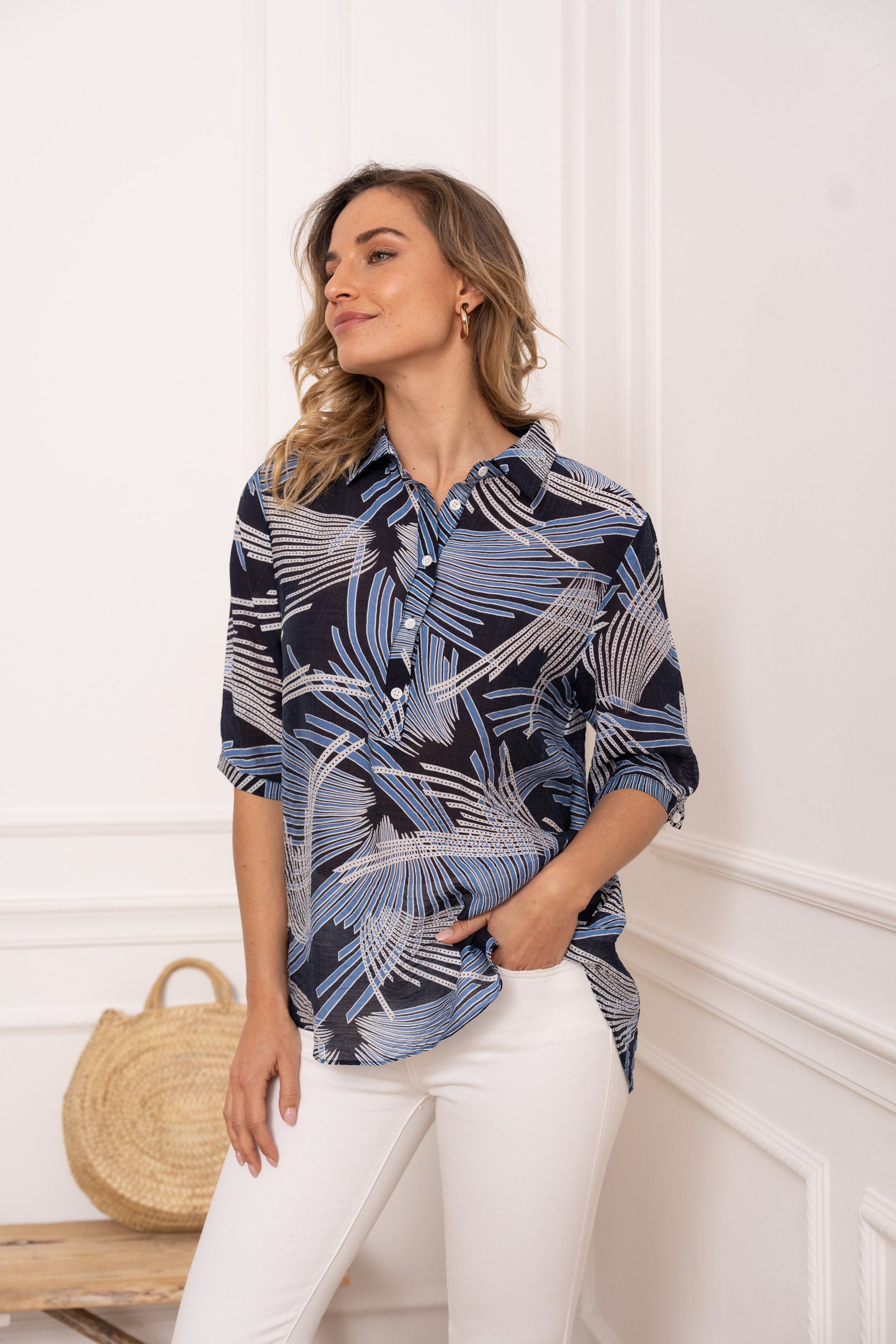 Eléna shirt in floral printed silk