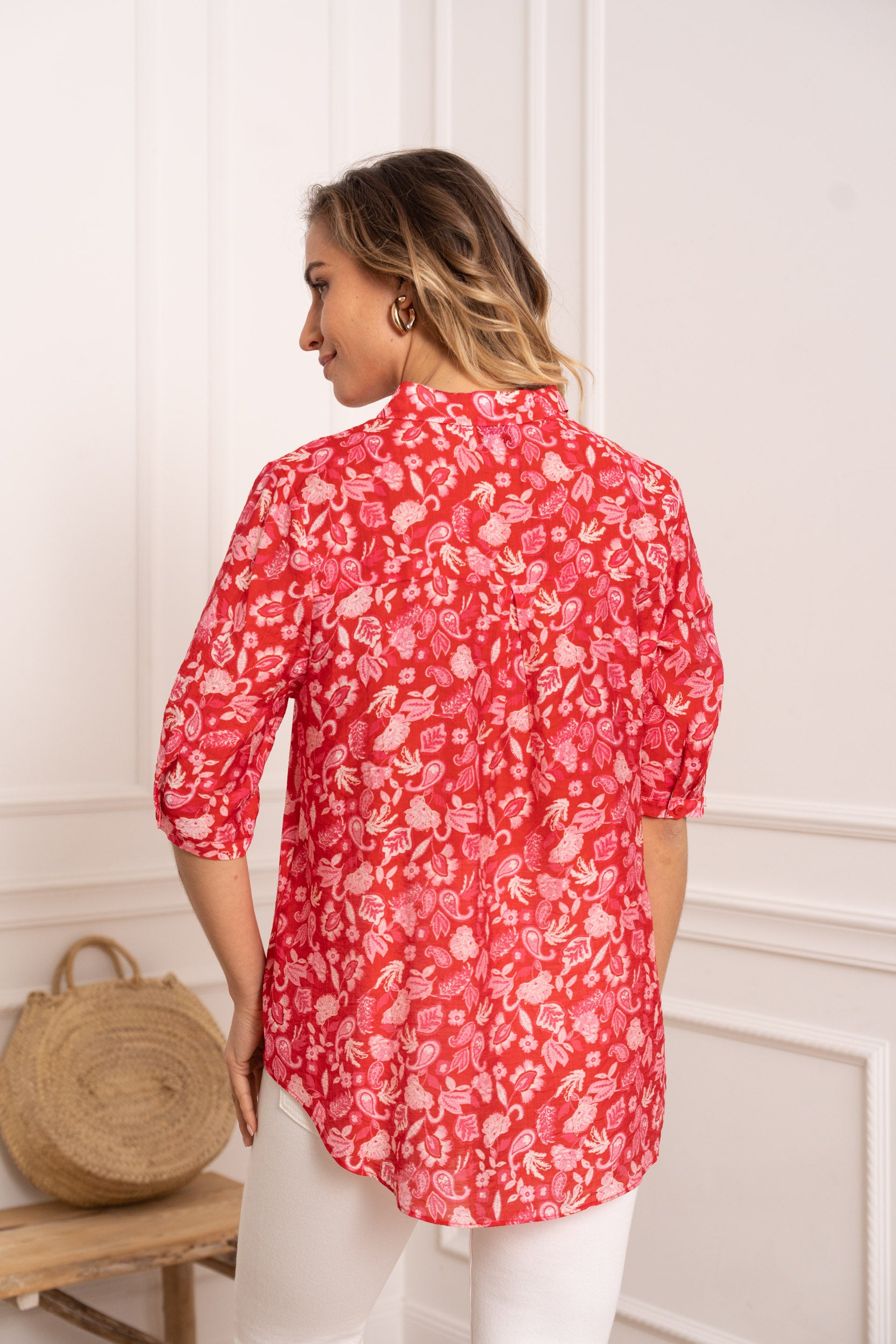 Eléna shirt in floral printed silk