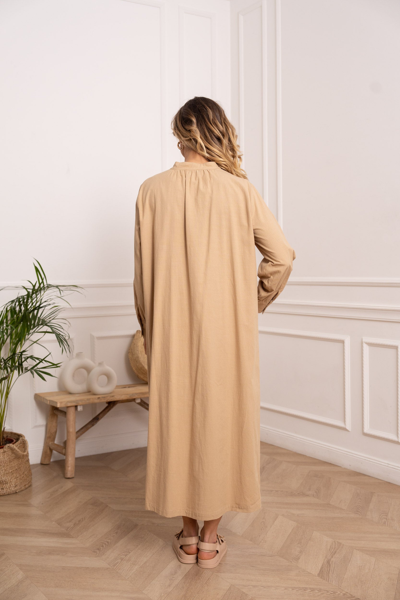 Robe longue en lin & coton