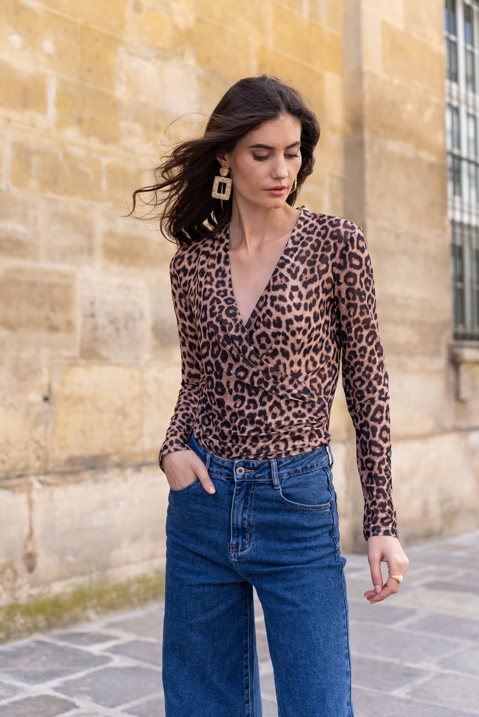 Elisabeth Leopard satin top