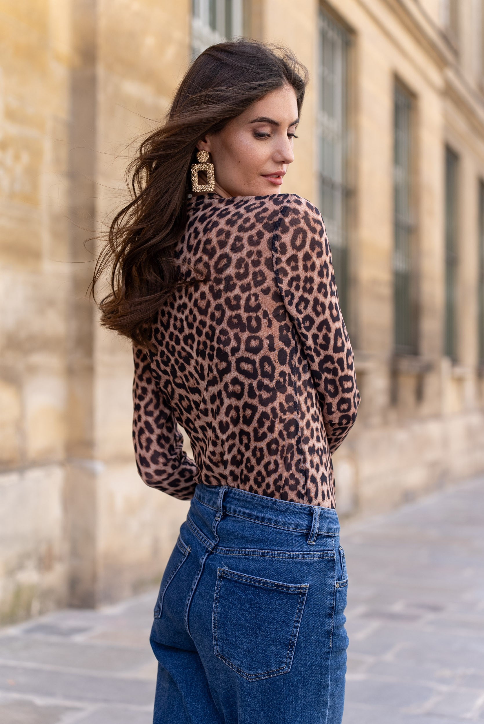 Elisabeth Leopard satin top