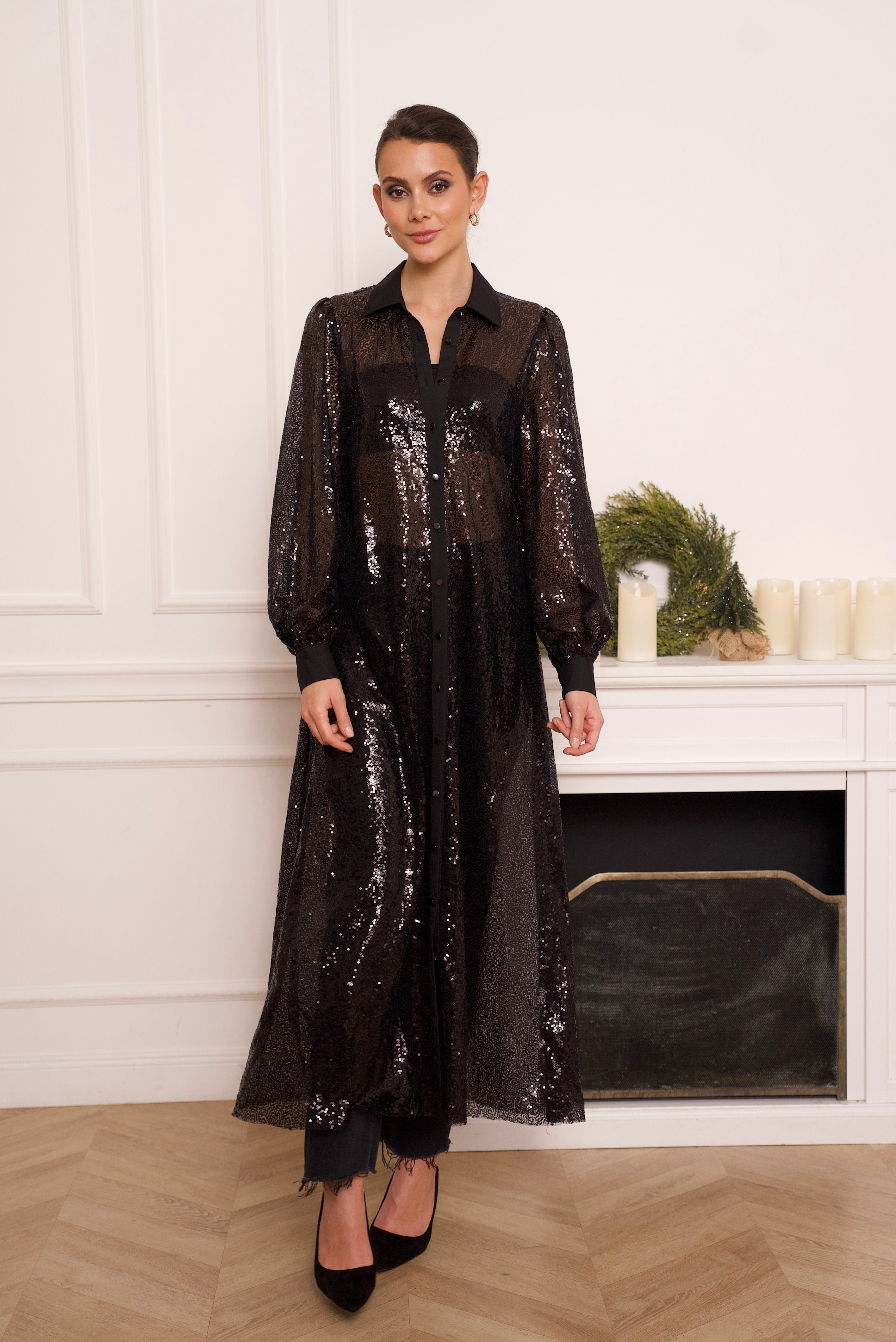 Veste Robe longue à paillettes sequins