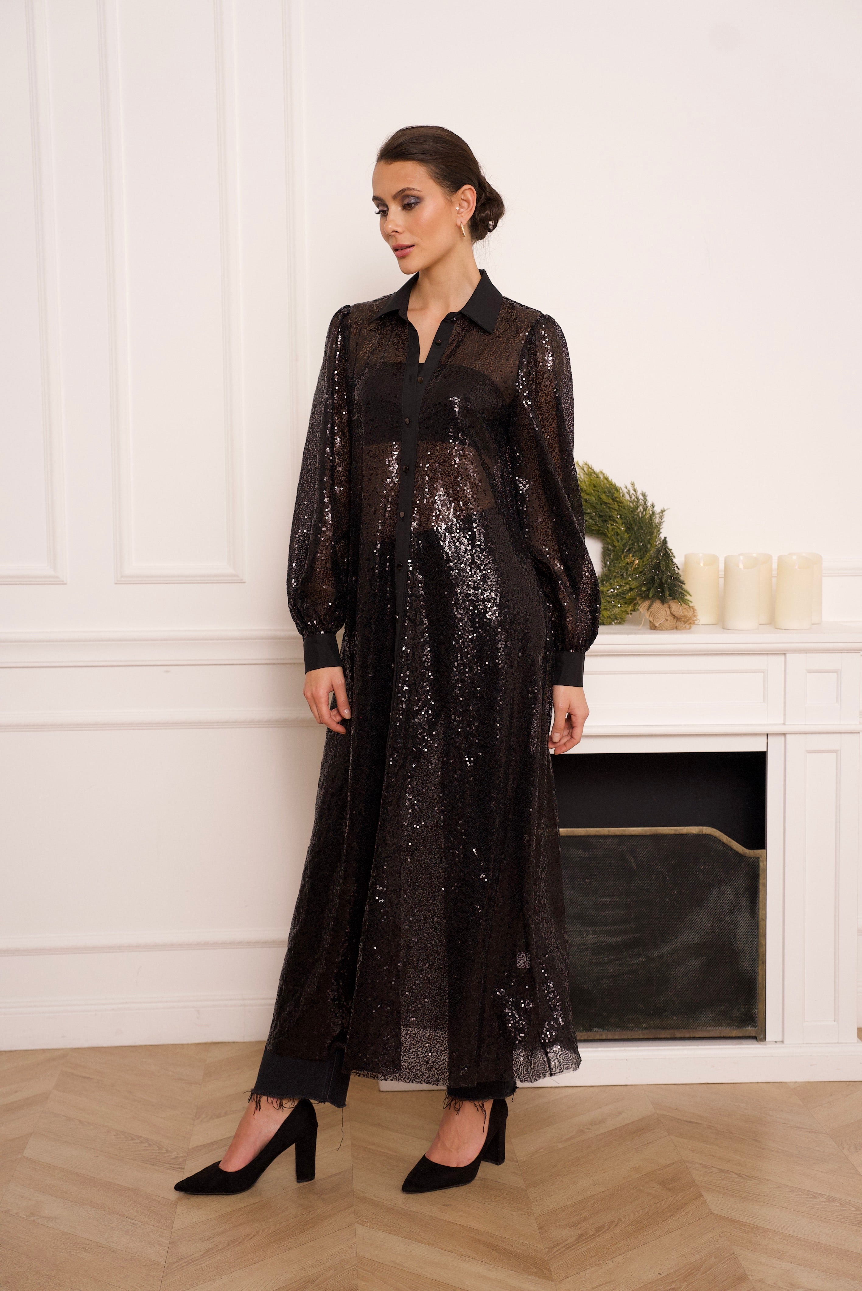 Veste Robe longue à paillettes sequins