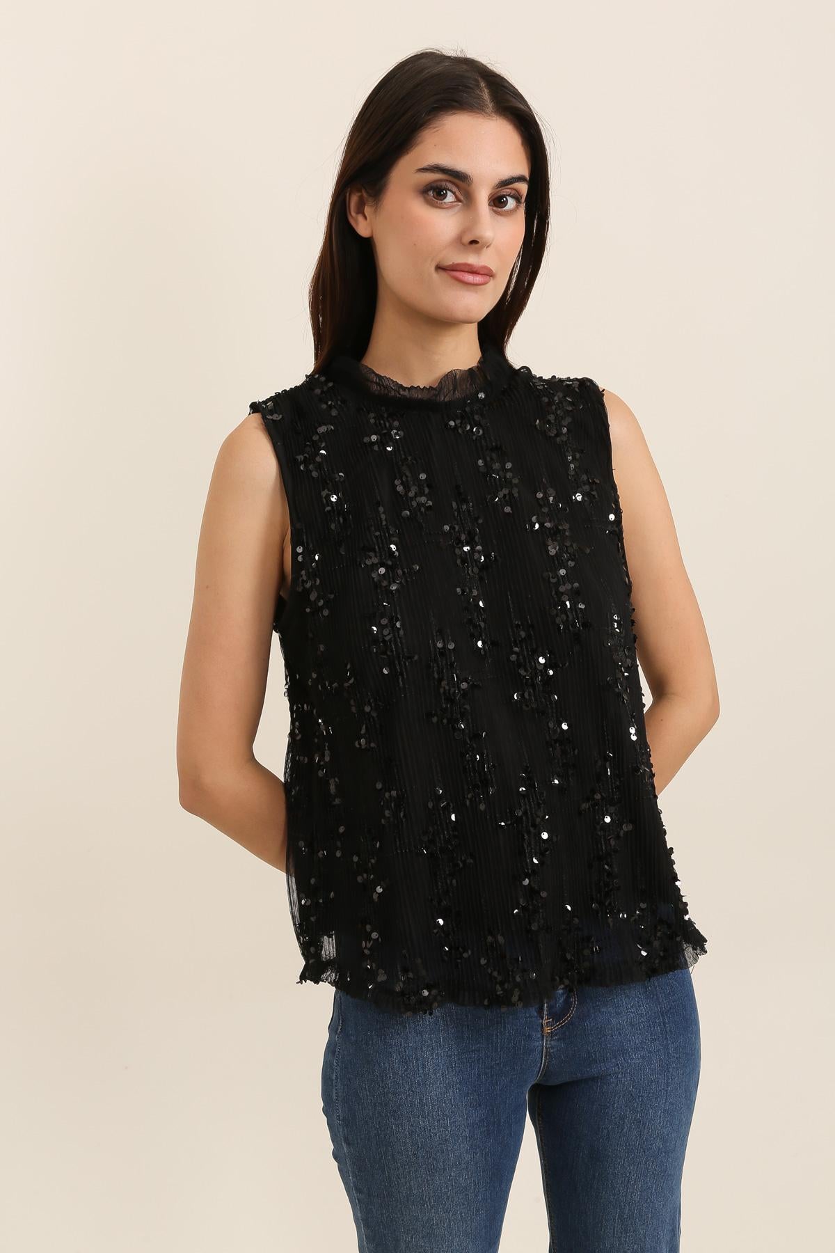 Top débardeur orné de paillettes