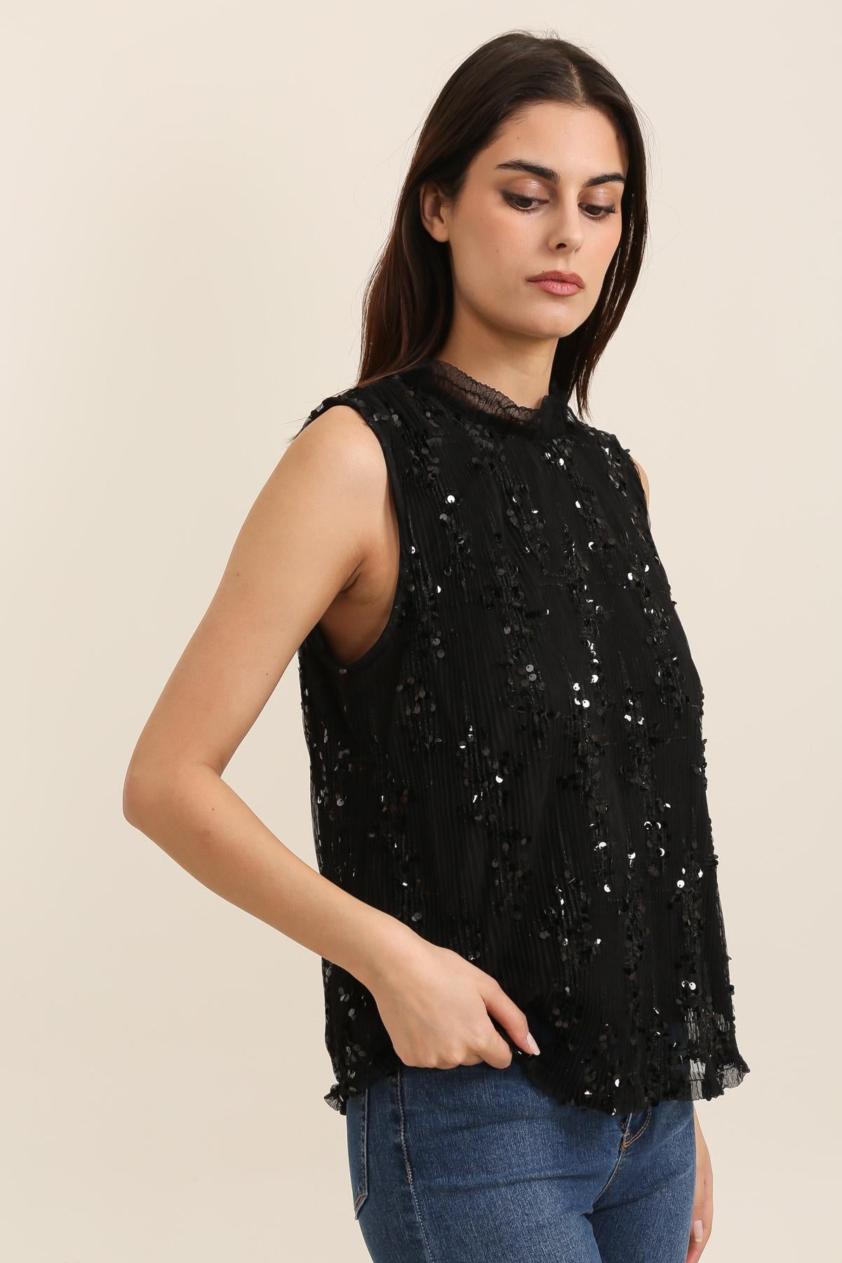 Top débardeur orné de paillettes