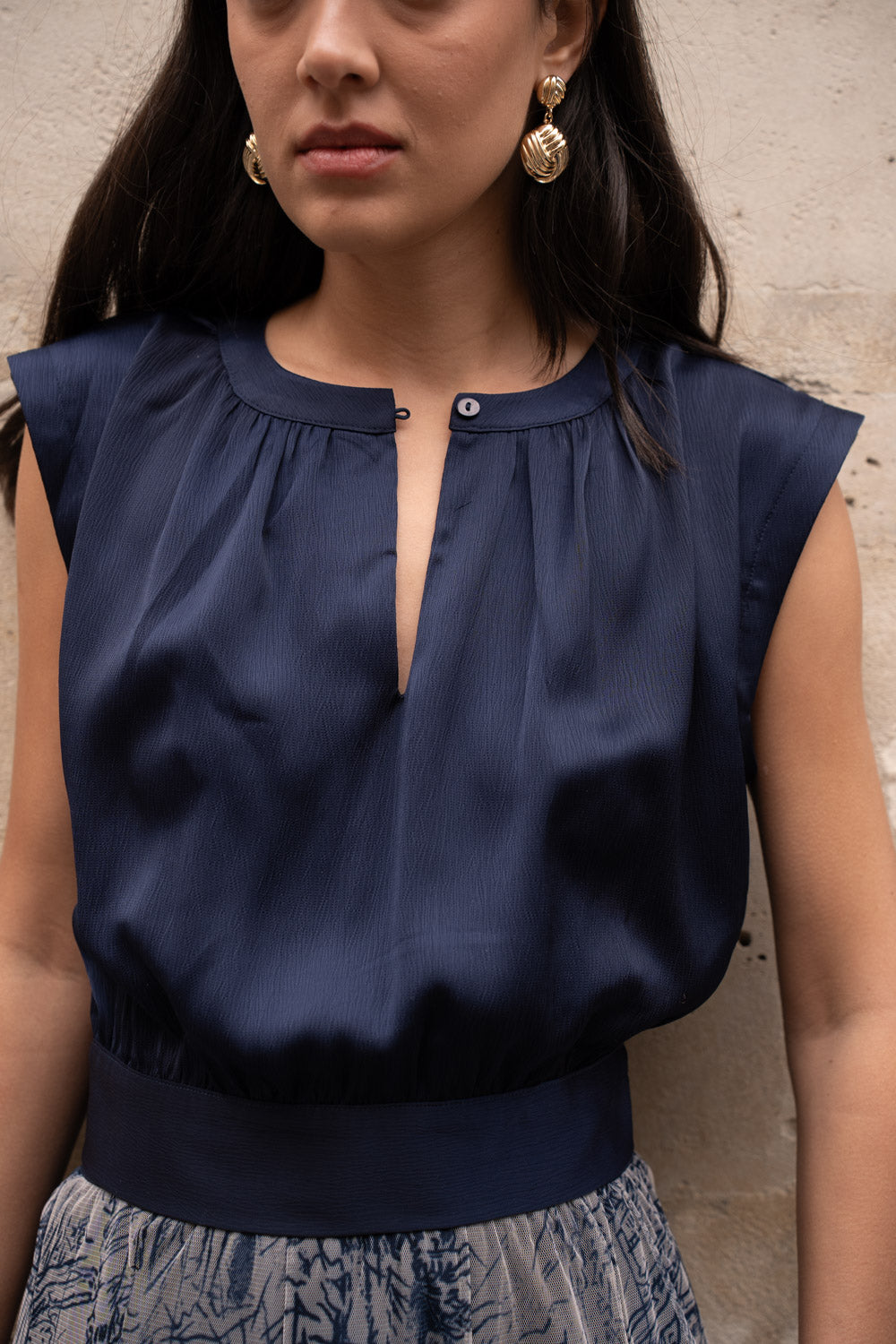 Crop-top soyeux Maguie noeud au dos