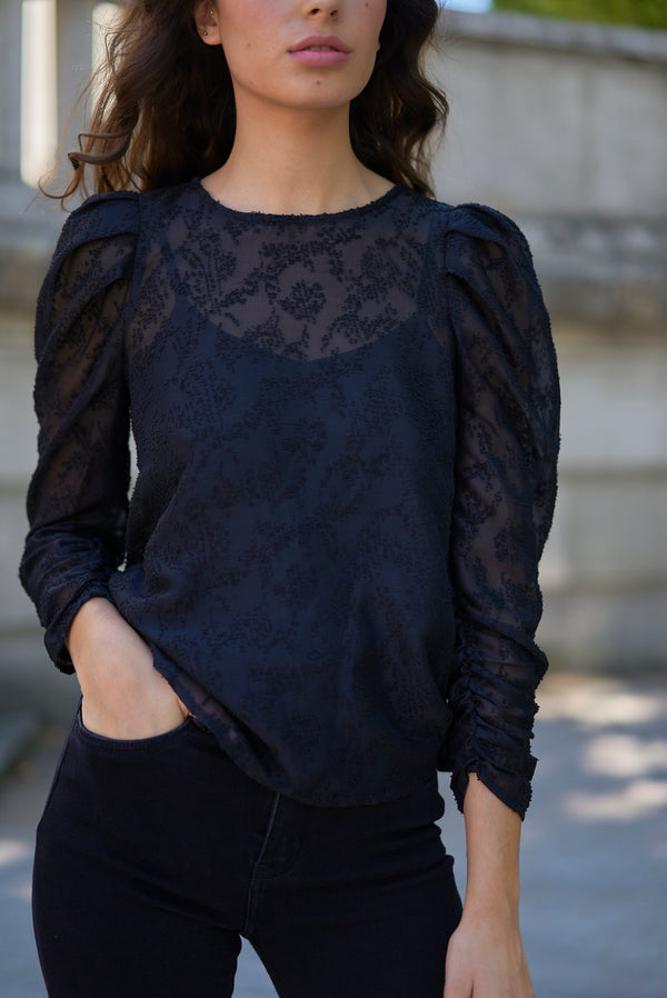 Puff sleeve lace blouse