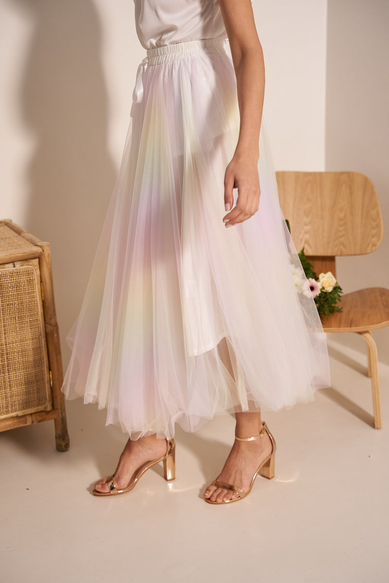 Jupe Aria en tulle tie-dye multicolore