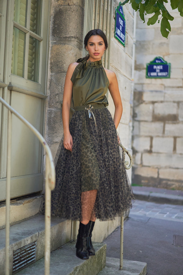 Aria large leopard tulle skirt