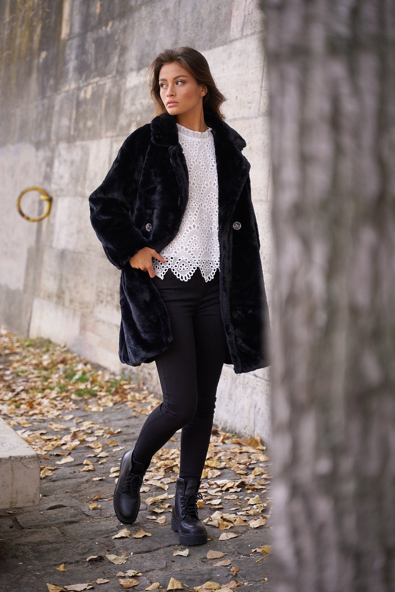 Oversized faux fur coat